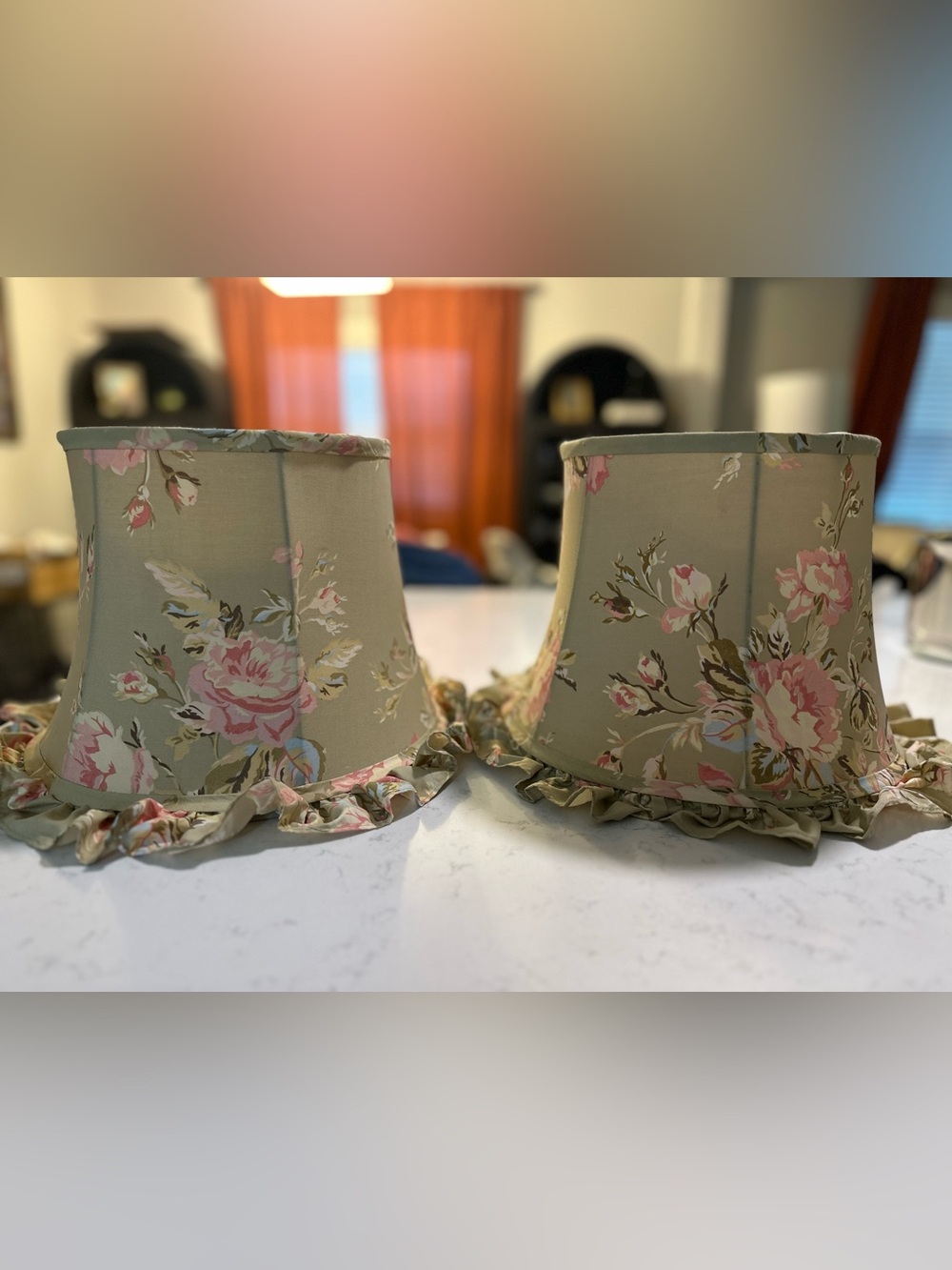 Vintage Floral Ruffled Drum Lamp Shades